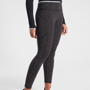 ATHLETA Rainier Reflective Leopard Printed Tight